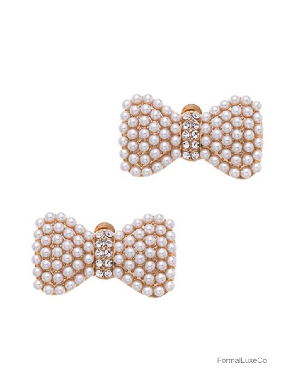 Pearl Rhinestone Bow Shoe Clips Crystal Buckle Decoration 2 PCS